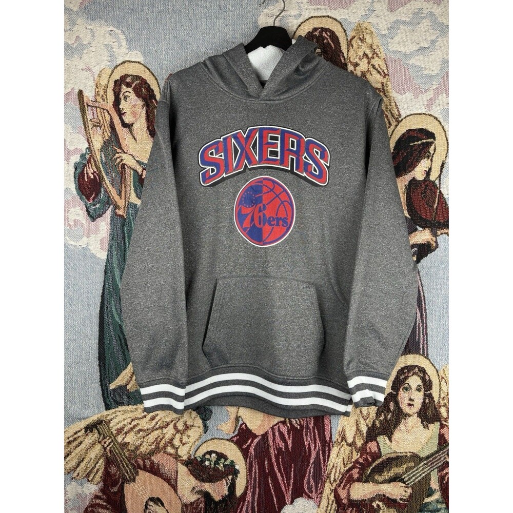 Ultra Game Philadelphia 76ers NBA Hoodie Sweater Mens Gray Sweatshirt Sz Medium